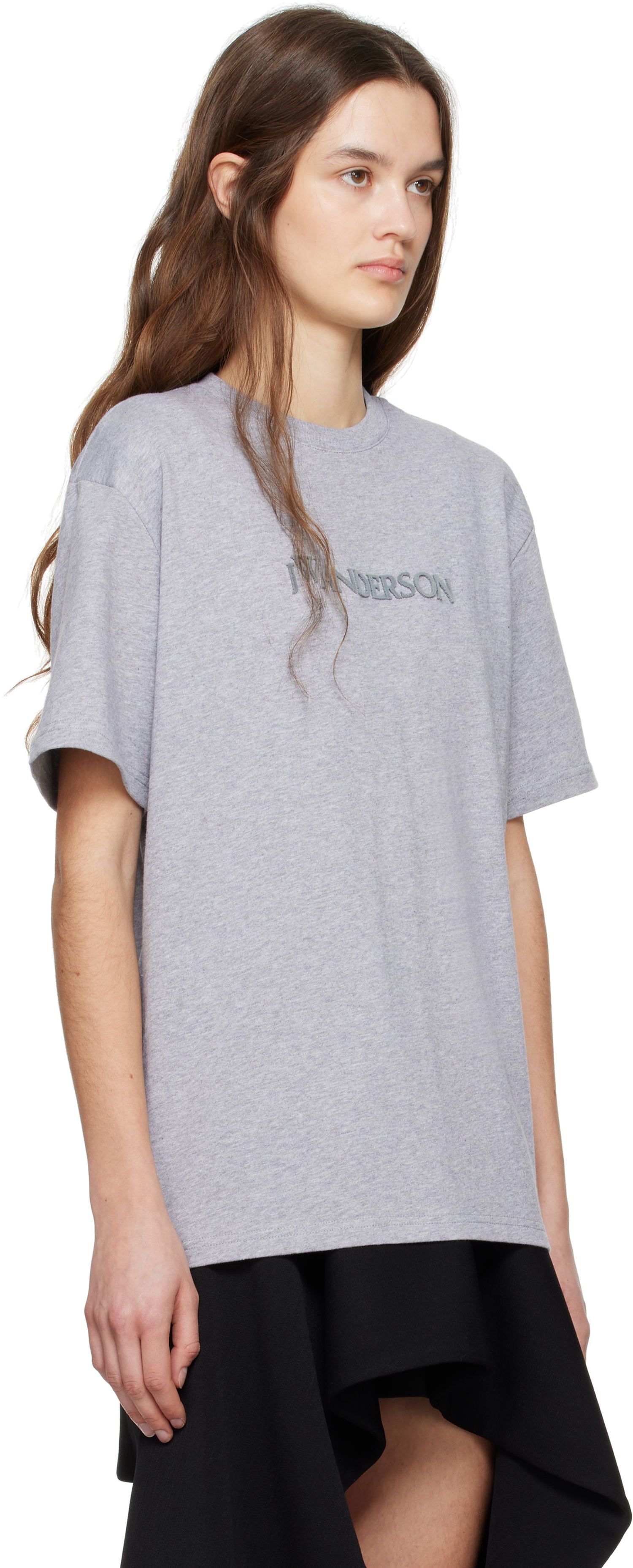 T-shirt JW Anderson JW Anderson Flocked Logo T-Shirt Grå | JT0282-PG1510, 1