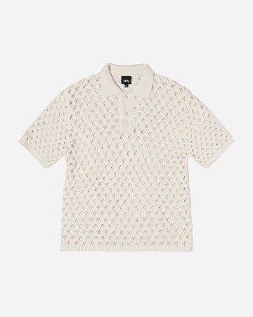 Polo skjorte Stüssy Big Mesh Polo Tee Hvid | 117178-1012, 0