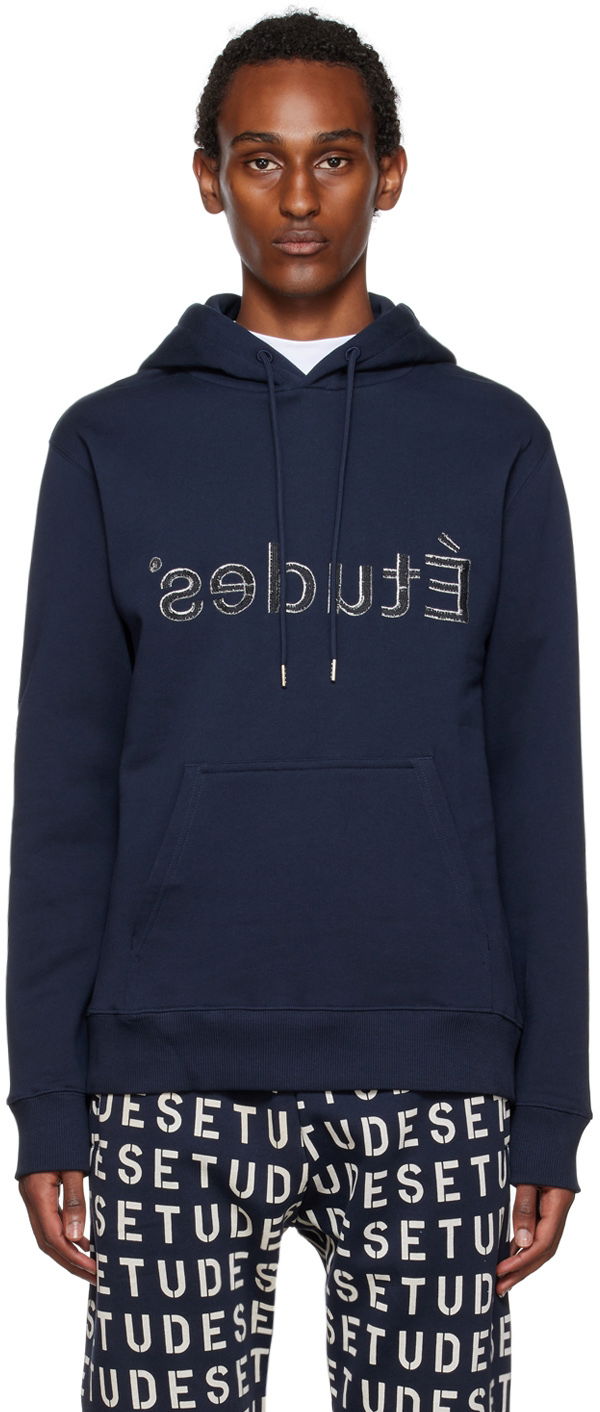Sweatshirt Études Patch Reversed Hoodie Mørkeblå | H22MM262OC16DB, 0