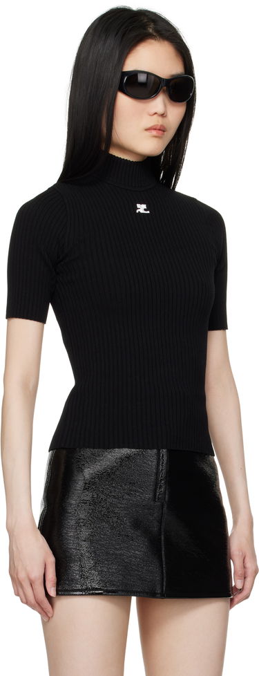T-shirt Courrèges Short Sleeve Knit Jumper Sort | PERMPU026FI0001-9999, 3