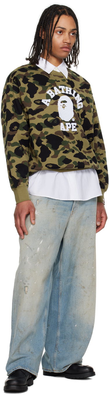 Sweater BAPE A Bathing Ape 1st Camo Jacquard College Sweatshirt Grøn | 001SWL301307M, 3