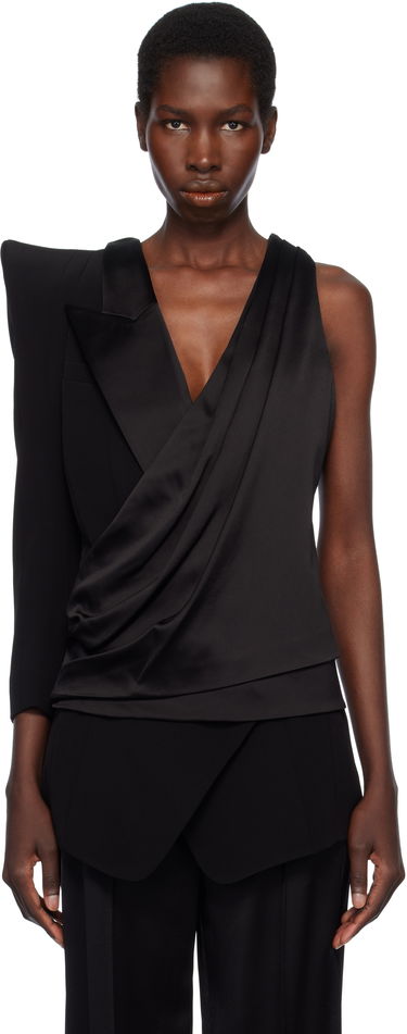 Tanktop Balmain Balmain Asymmetric Structured Blouse Jacket Sort | EF0AQ120MF01, 0