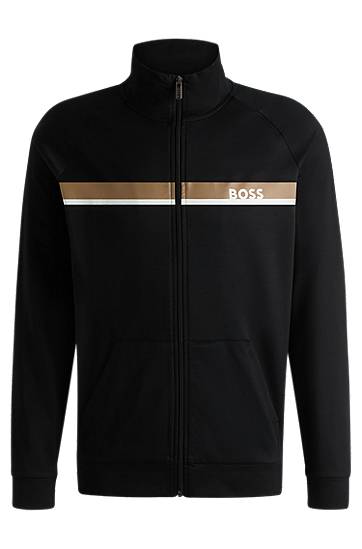 Sweatshirt BOSS BOSS Cotton-terry Zip-up Jacket with Stripe Print Sort | 50540660, 0