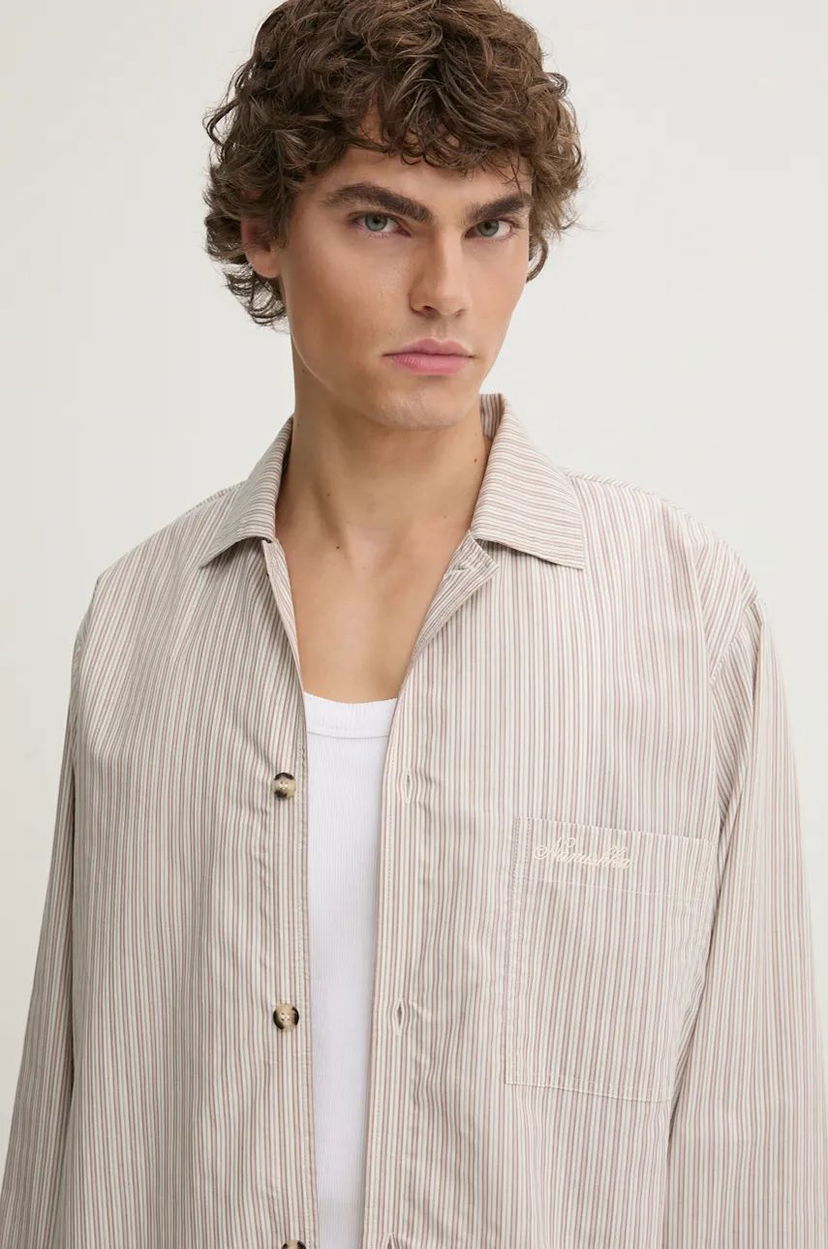 Skjorte Nanushka JELMER Regular Fit Collared Shirt Beige | NM24PFSH02475