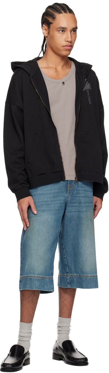 Shorts Palm Angels Palm Angels Curved Logo Denim Shorts Blå | PMYC007S25DEN0014555, 3