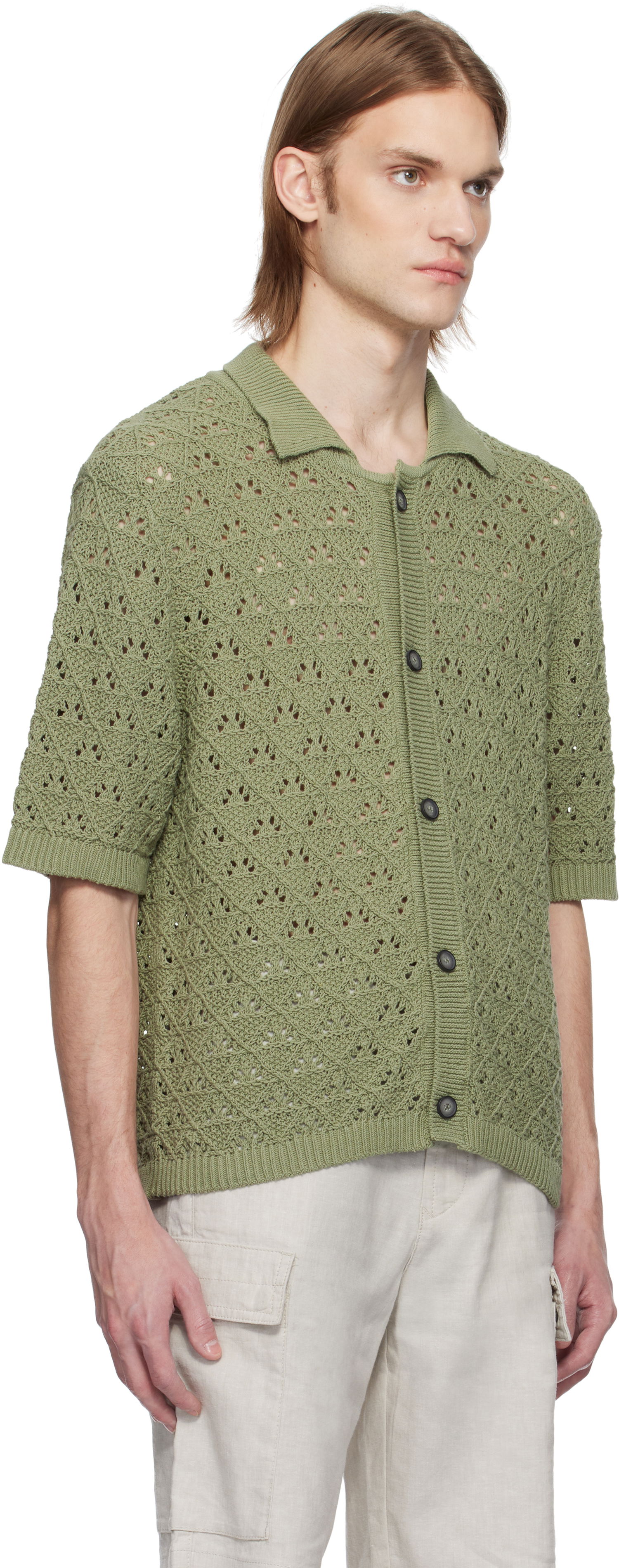 Sweater BOSS HUGO Knitted Cotton Polo Grøn | 50536666, 1