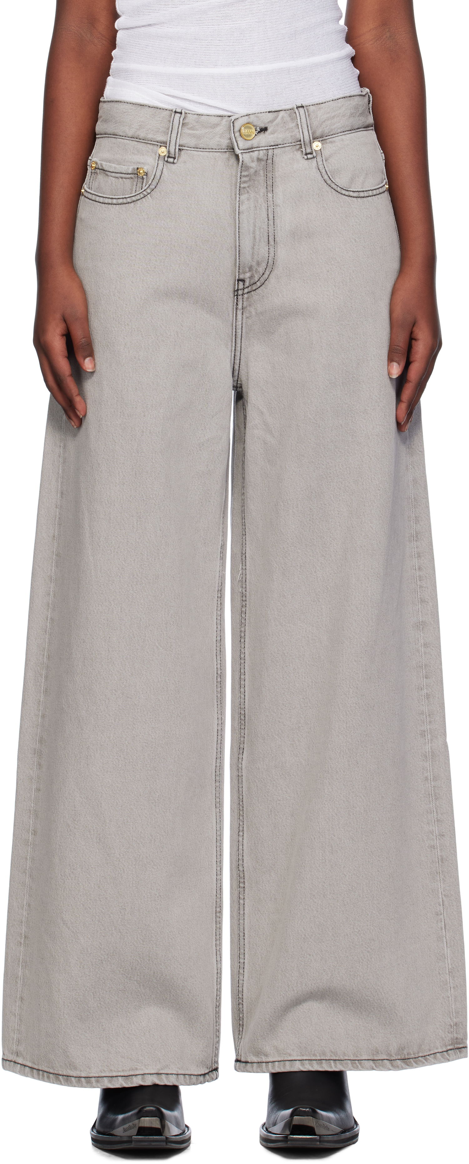 Jeans GANNI Wide Jeans Grå | J1549, 0