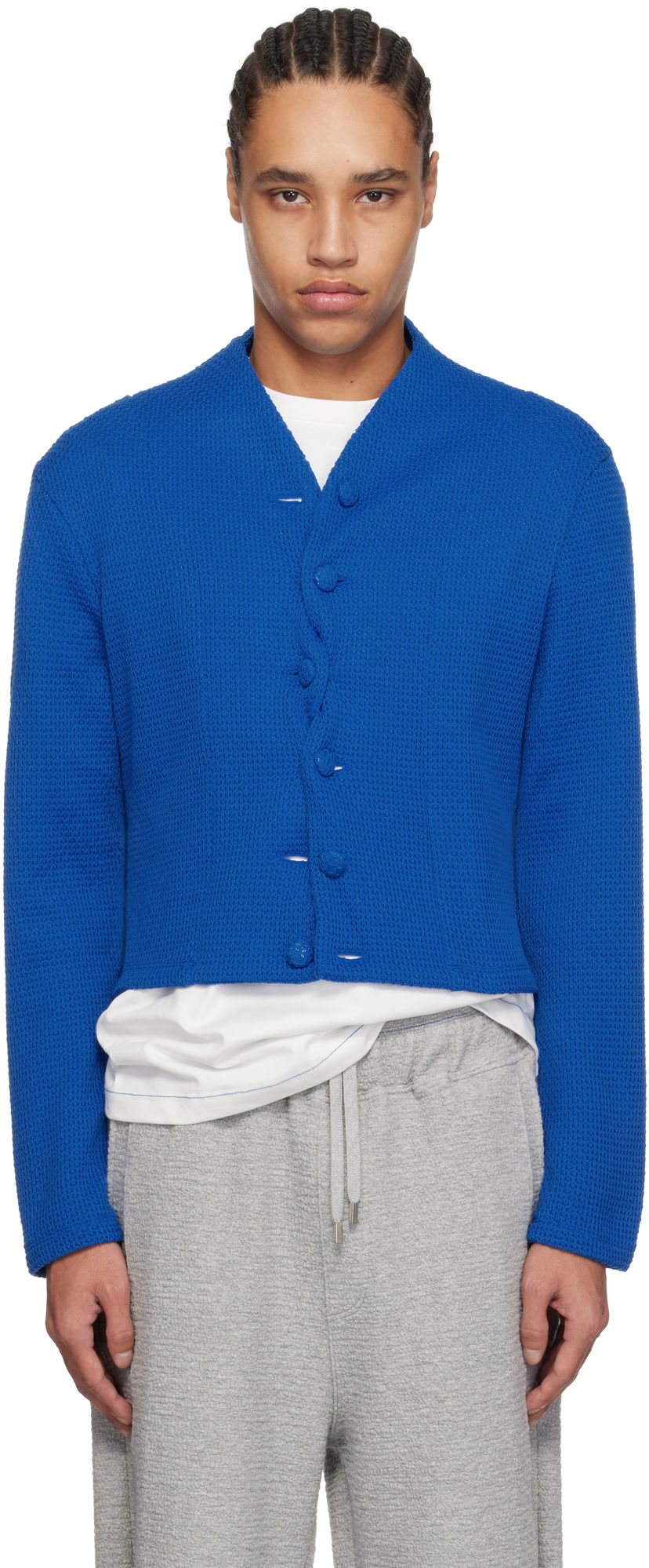 Sweater ADER ERROR ADER error 62 Cropped Cardigan Blå | BO01SSKT0702BL
