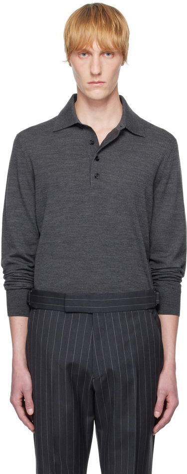 Polo skjorte Tom Ford TOM FORD Fine Gauge Wool Polo Grå | KPL003-YMW070S25, 0