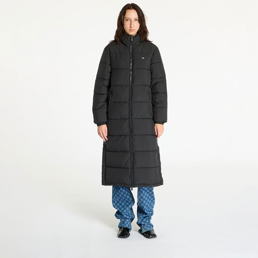 Puffer jakke Tommy Hilfiger Maxi Essential Puffer Coat Black Sort | DW0DW19918 BDS