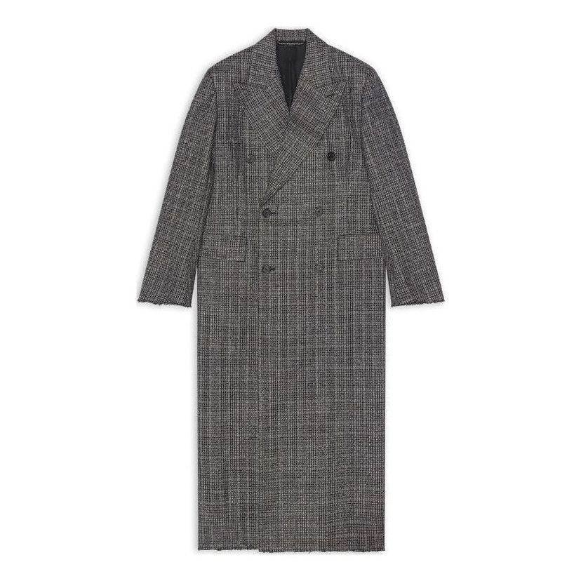 Frakker Balenciaga Double Breasted Check Coat Grå | 704488TMU021070