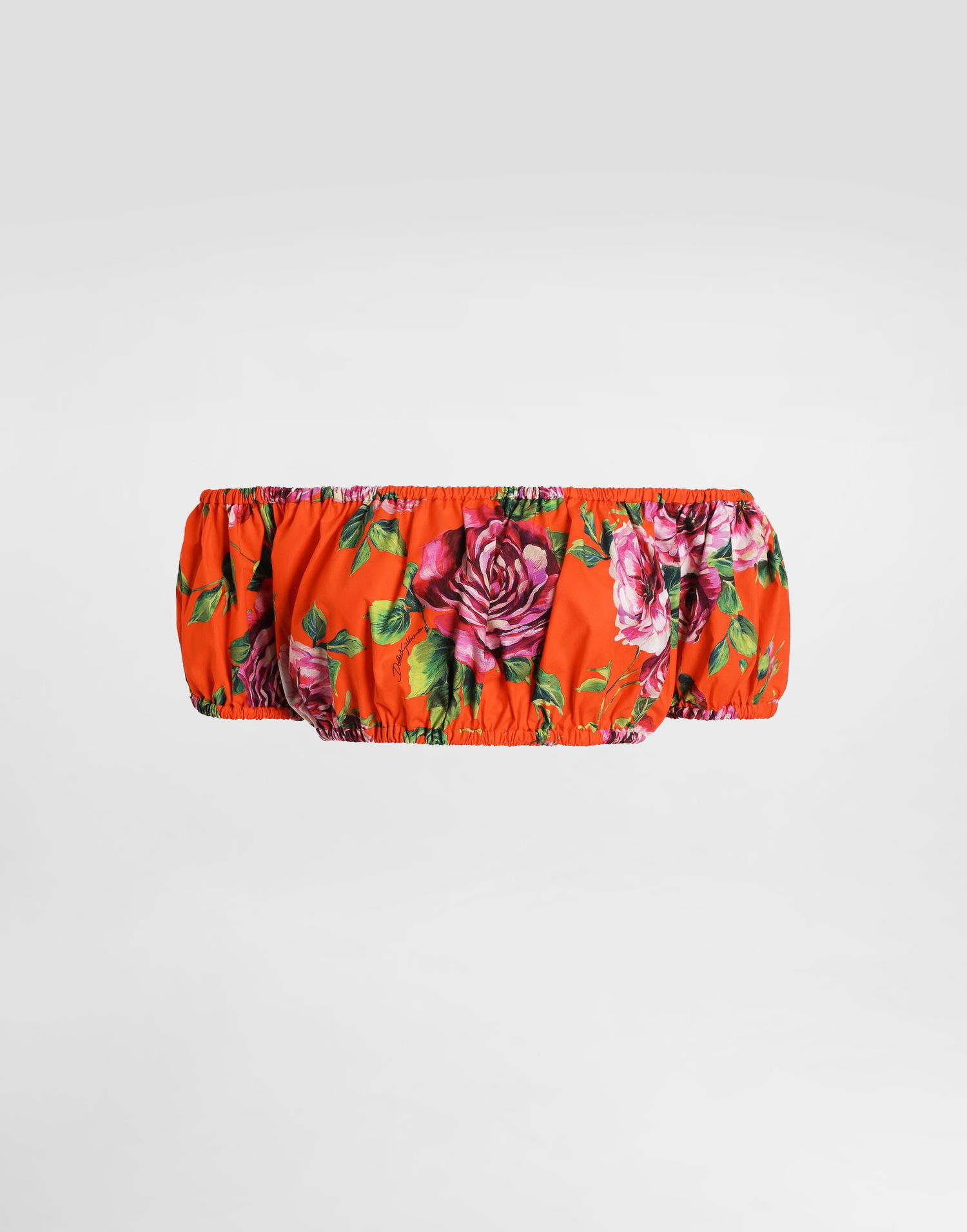 Crop top Dolce & Gabbana Dolce & Gabbana Rose-Print Bardot Top Orange | F755RTHS5TIHO5JA, 0