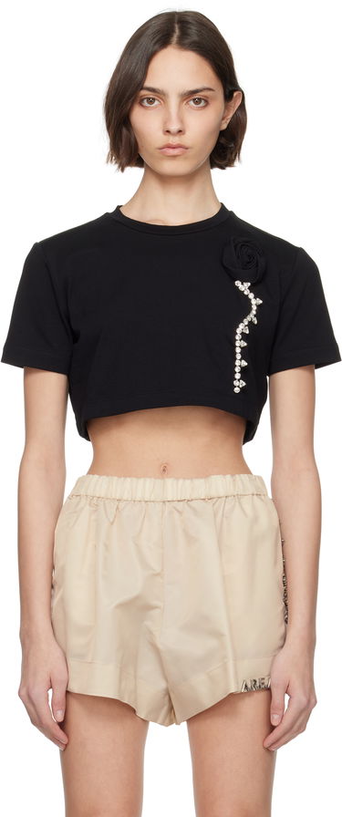 T-shirt Area AREA Crystal Rosette Cropped T-Shirt Sort | SS25AWTS0028FA02, 0