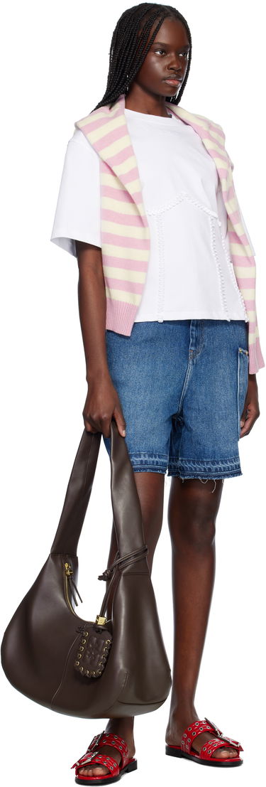T-shirt GANNI Ganni Cotton Tie Back T-Shirt Hvid | T4149, 3