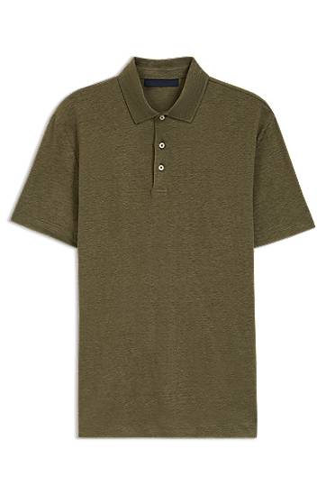 Polo skjorte BOSS BECKHAM x BOSS Linen Polo Shirt Grøn | 50552246