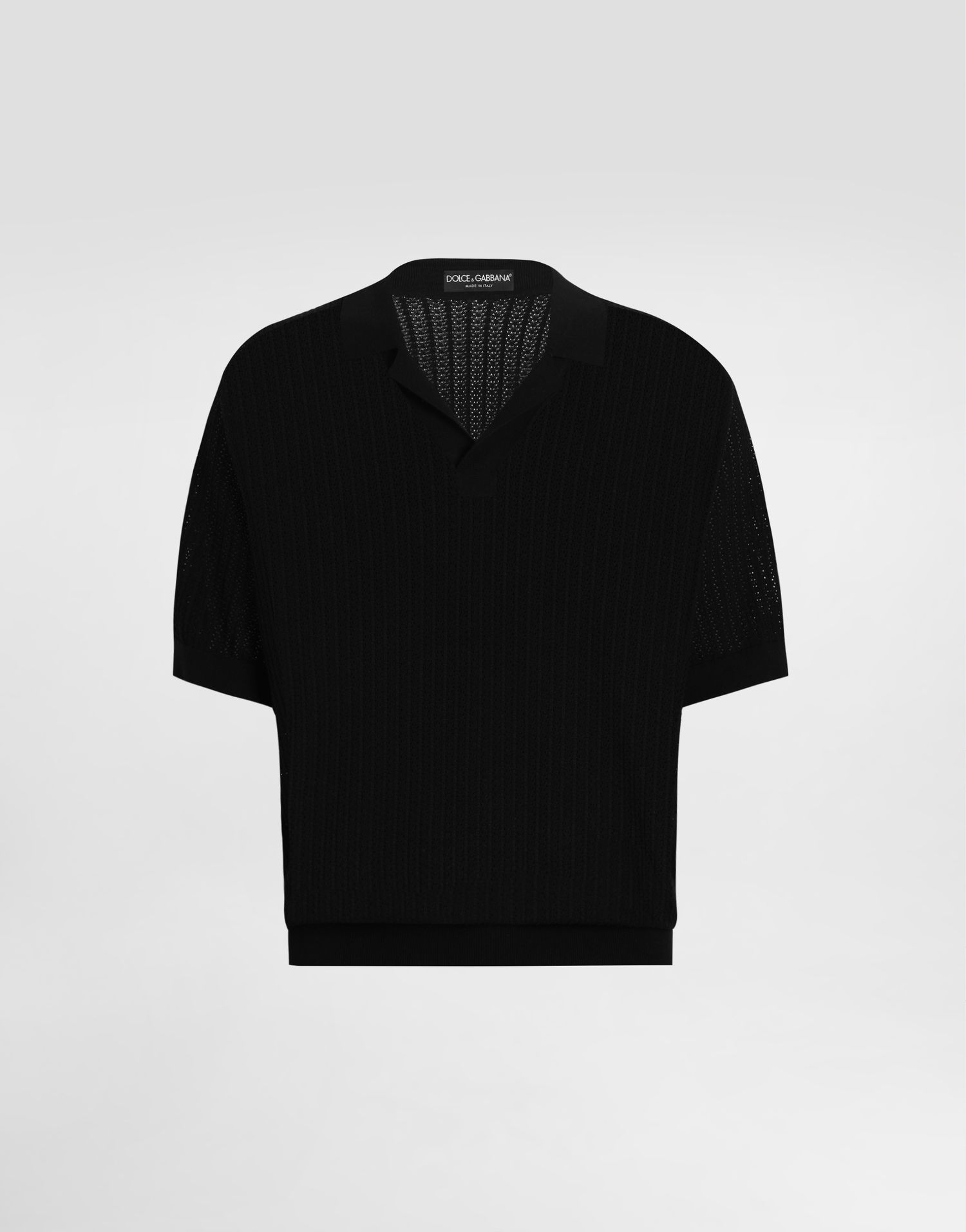 Polo skjorte Dolce & Gabbana Dolce & Gabbana Short-Sleeved Openwork Polo Shirt Sort | GXZ63TJBCFMN0000, 0