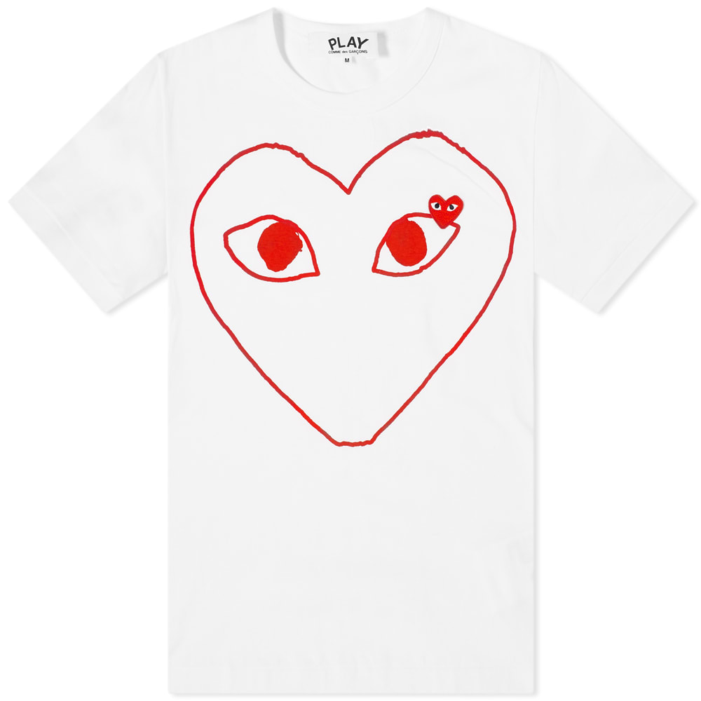 T-shirt Comme des Garçons Play Outline Heart Logo Tee Hvid | P1T100-1, 0