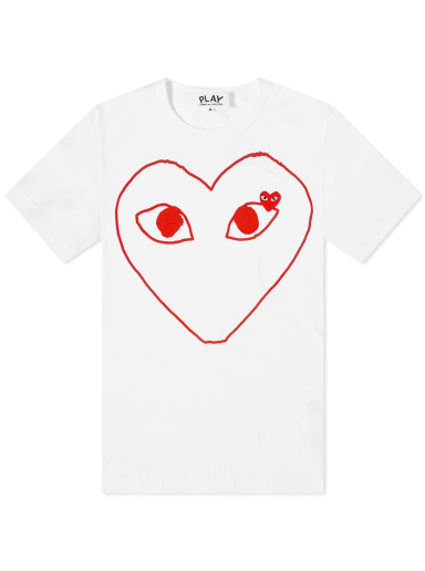 T-shirt Comme des Garçons Play Outline Heart Logo Tee Hvid | P1T100-1
