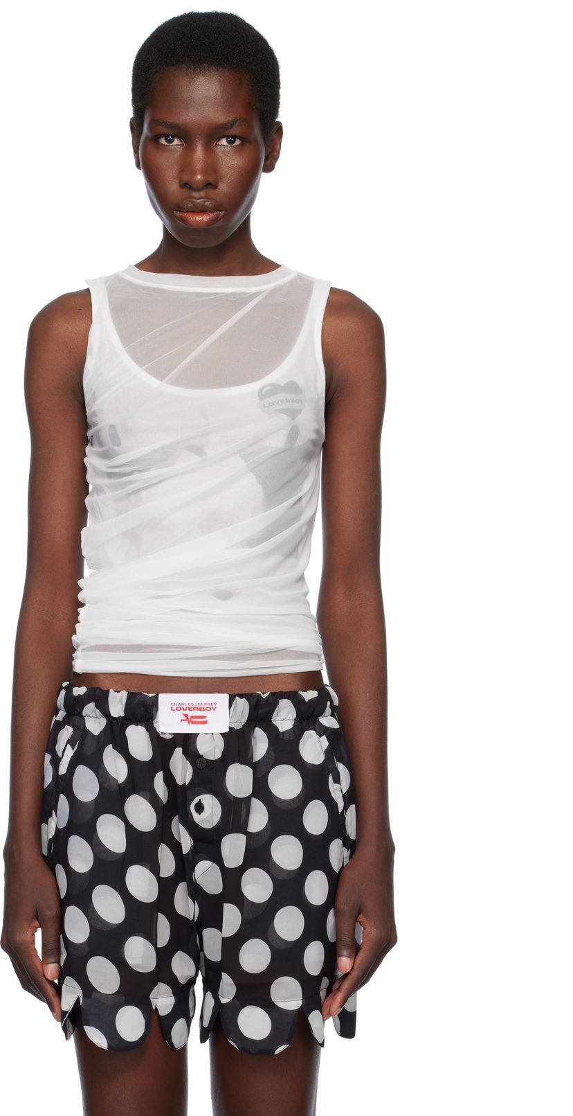 Tanktop Charles Jeffrey Loverboy Charles Jeffrey LOVERBOY Draped Mesh Tank Top Flerfarvet | 54080201