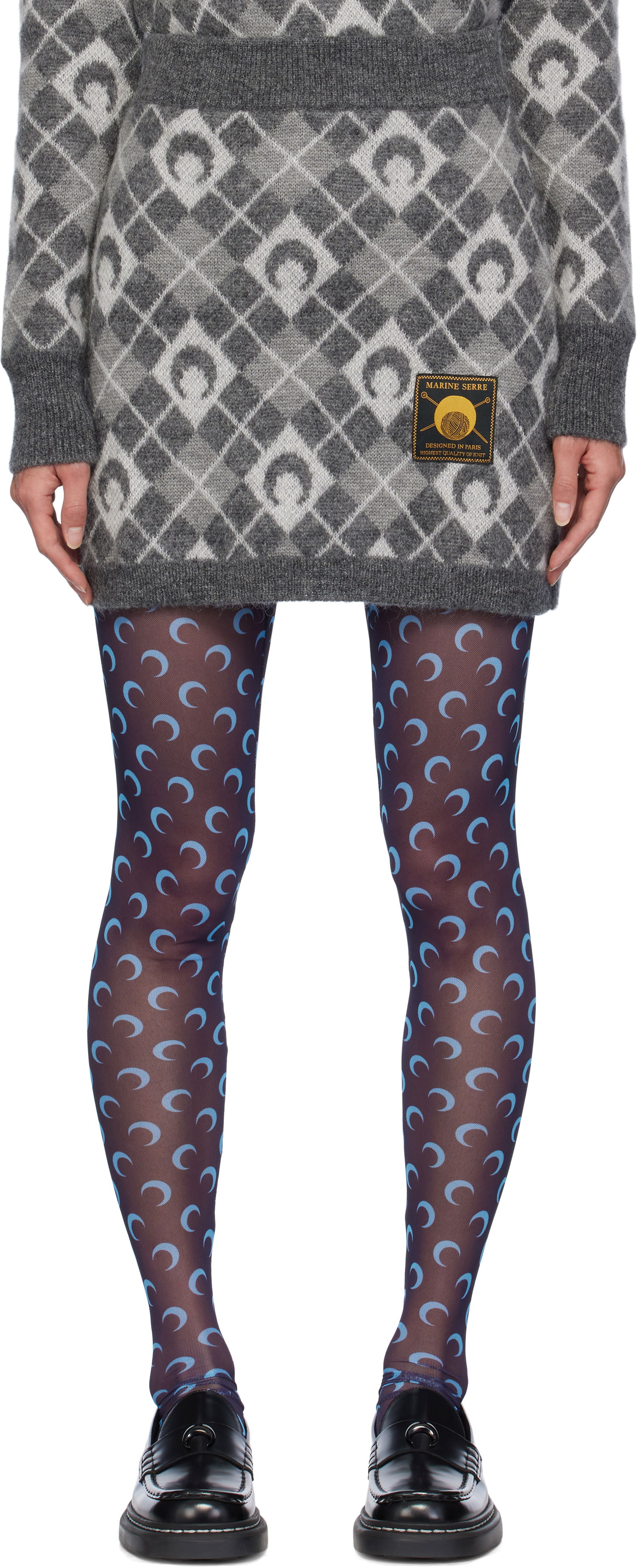 Nederdel Marine Serre Argyle Knit Miniskirt Grå | WSK060A, 0