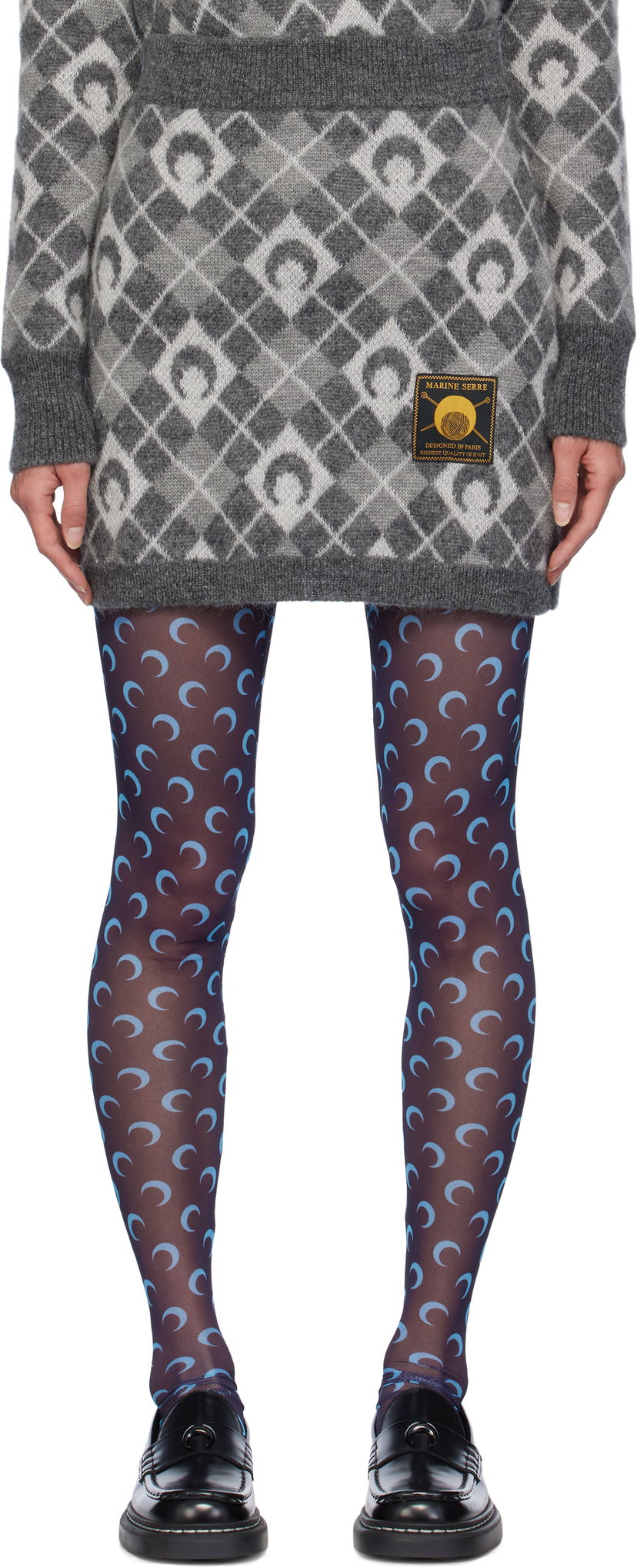 Nederdel Marine Serre Argyle Knit Miniskirt Grå | WSK060A