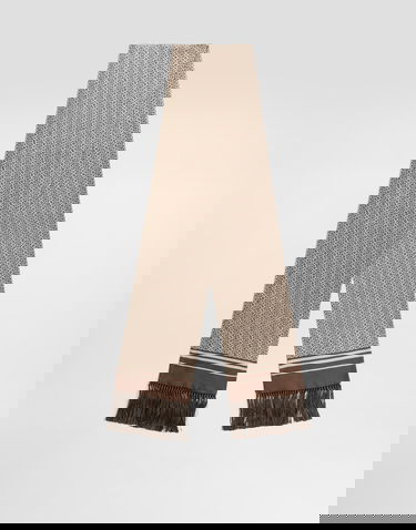 Tørklæde Dolce & Gabbana Dolce & Gabbana Silk Twill Micro-design Logo Scarf with Fringes Beige | GQ214EG0WV1HH8QM, 2