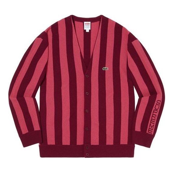 Sweater Supreme Stripe Cardigan by Supreme X Lacoste Rød | SUP-FW19-567