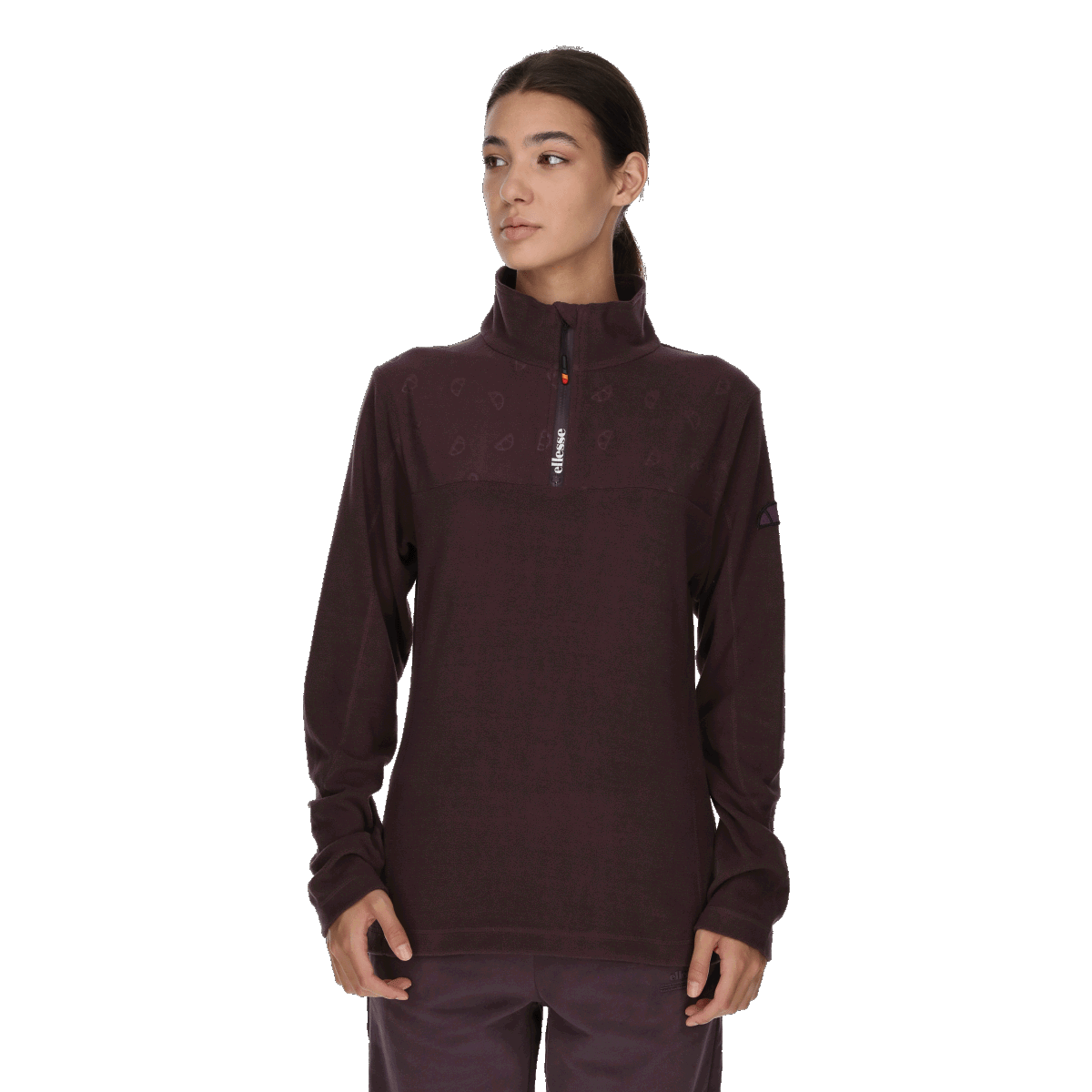Sweatshirt Ellesse Patterned High-Neck Quarter-Zip Fleece Top Bourgogne | ELA243F650-70, 0