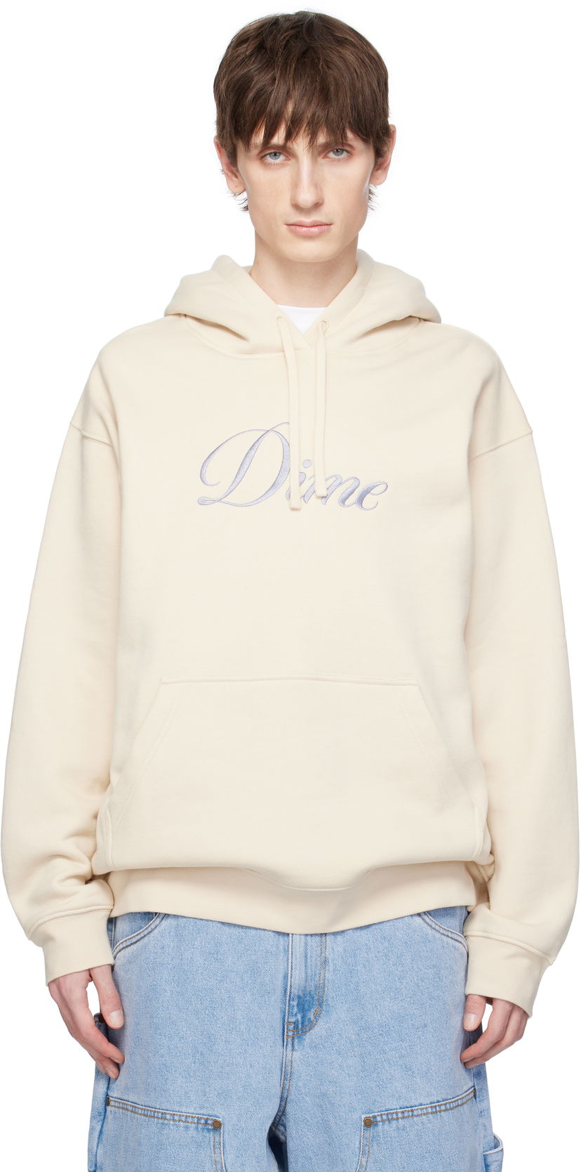 Sweatshirt Dime Dime Cursive Logo Hoodie Beige | DIMESP2544FOG