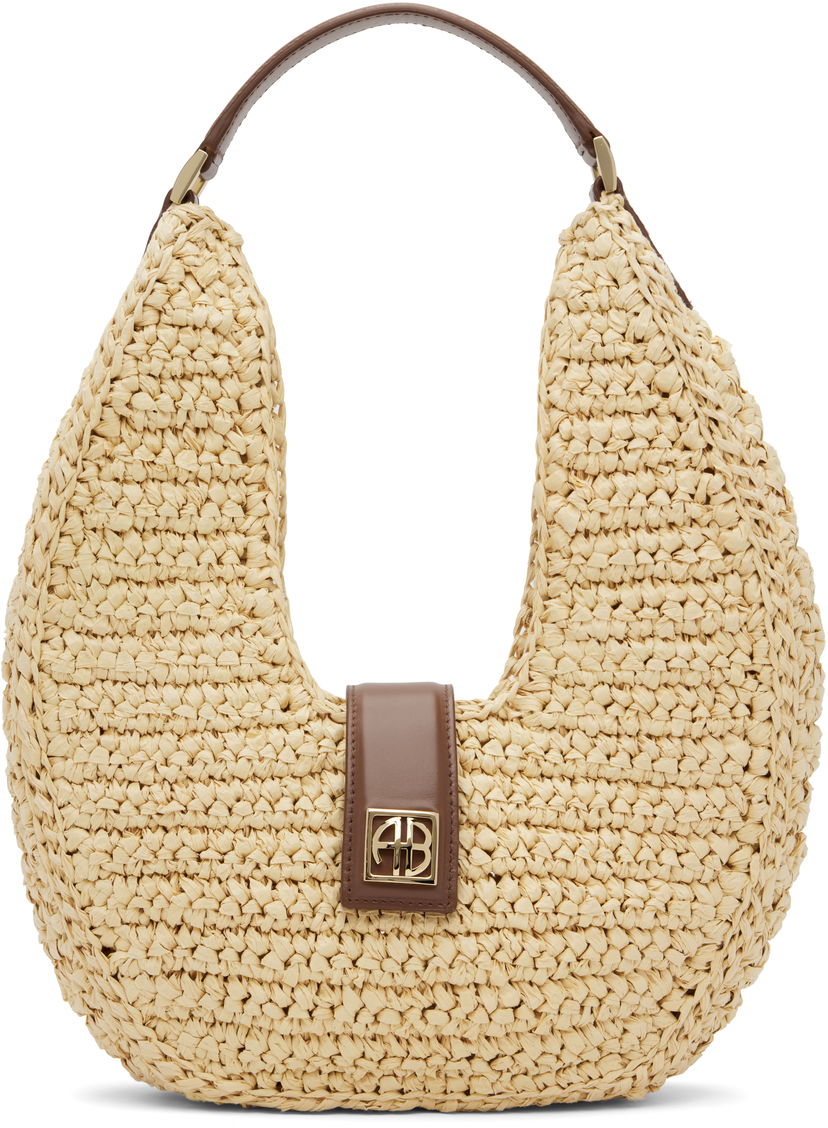 Skuldertaske Anine Bing ANINE BING Lou Monogram Raffia Shoulder Bag Beige | A-13-11207-NAT1