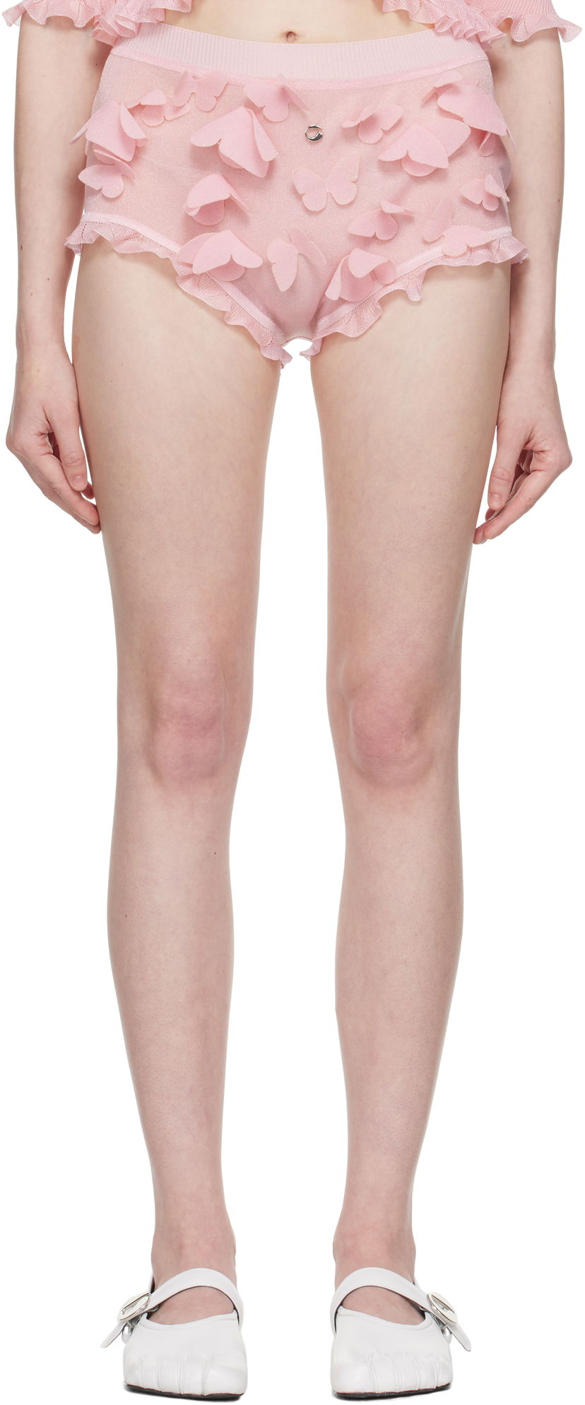 Trusser Coperni Coperni Knitted Butterfly Appliqué Shorts Lyserød | COPML138Y3015