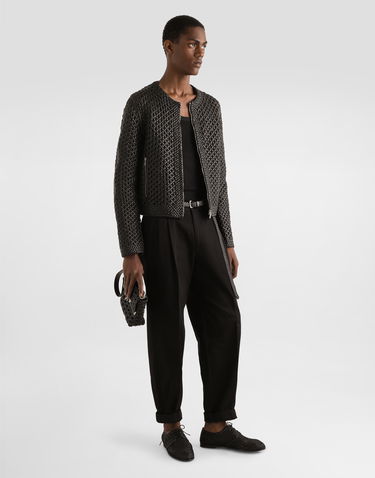 Jakke Dolce & Gabbana Dolce & Gabbana Woven Nappa Leather Jacket Sort | G9BGSLGJ159N0000, 1