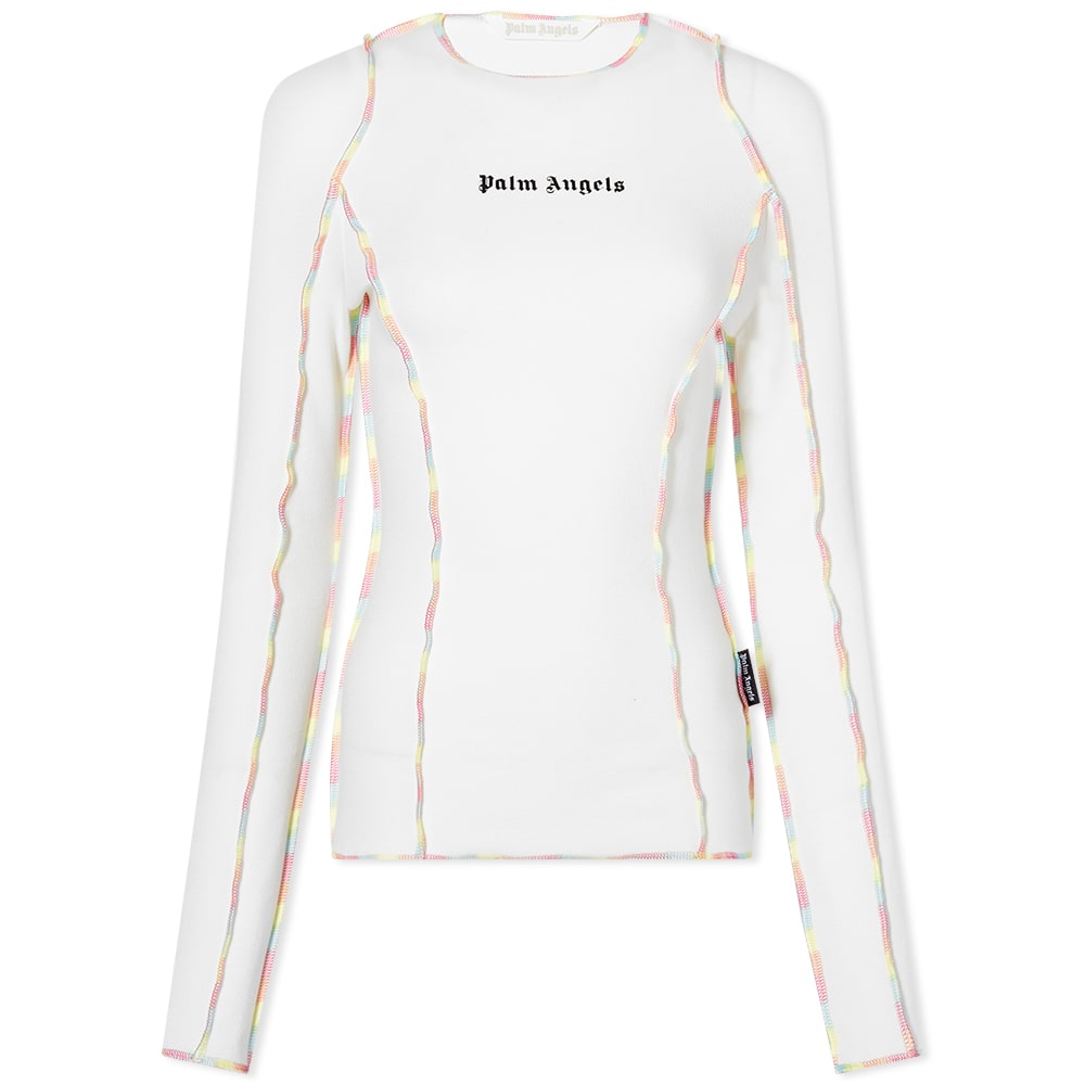 T-shirt Palm Angels Rainbow Stitching Fitted Top Hvid | PWAB025S23JER0010110, 0