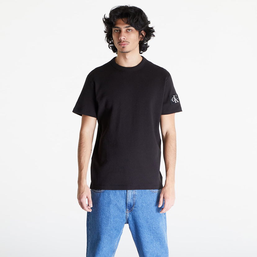 T-shirt CALVIN KLEIN Jeans Badge Waffle Short Sleeve Tee Sort | J30J323489 BEH