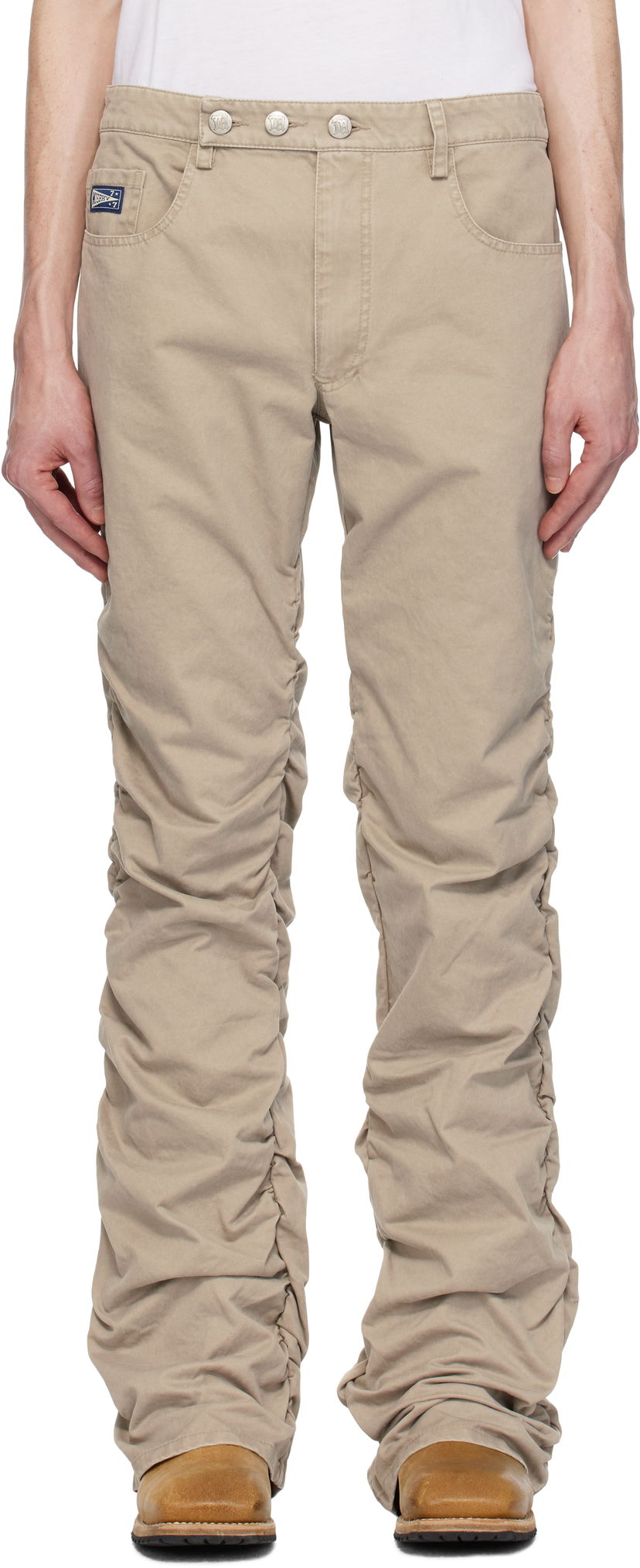 Jeans MISBHV MISBHV Cotton Twill Stacked Trousers Beige | 250M306