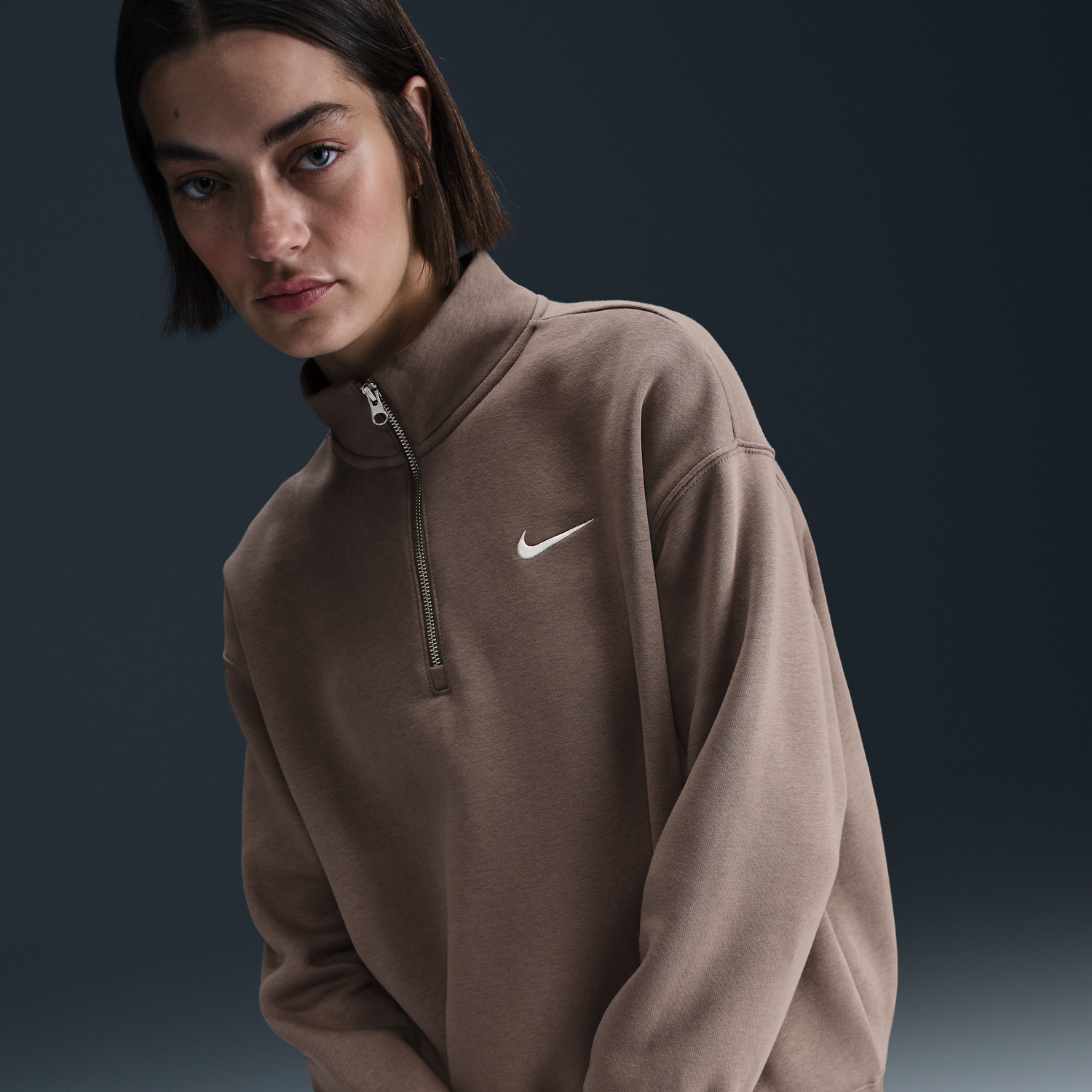 Sweatshirt Nike Sportswear Phoenix Fleece Quarter-Zip Sweatshirt Brun | HJ0931-233, 0