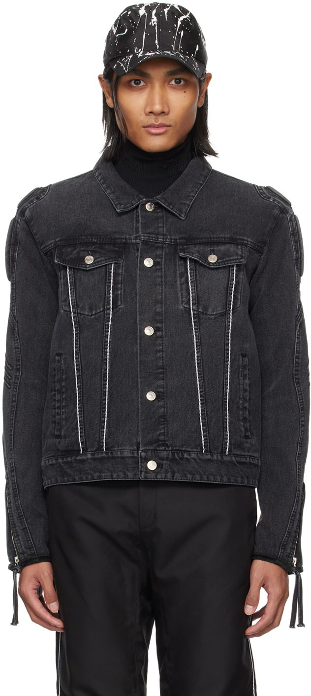 Jakke Kanghyuk Lock Stitched Denim Jacket Sort | CO24SSJK04