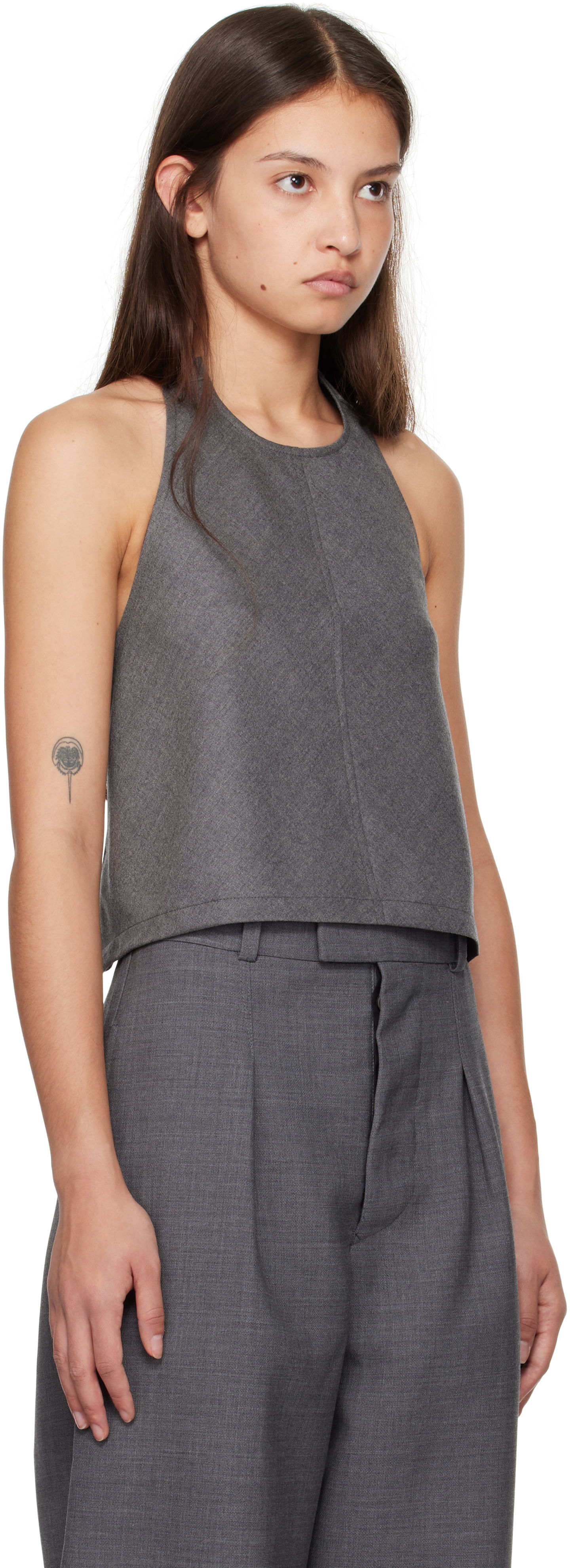 Tanktop WARDROBE.NYC WARDROBE.NYC Halter Neck Sleeveless Top Grå | W1058F24FL, 1