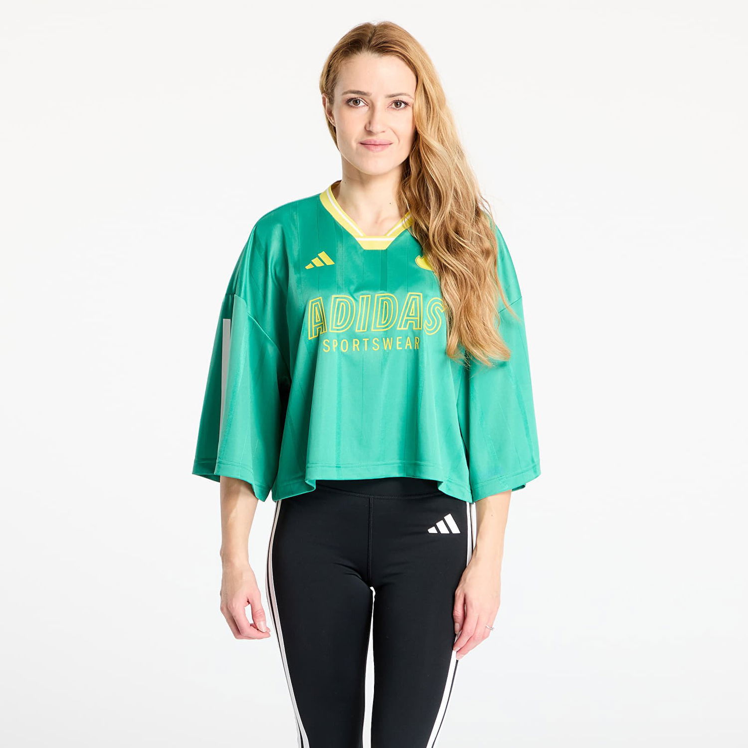 Jersey adidas Performance Tiro Cut 3 Stripes Oversized Mesh Cropped Jersey Grøn | JG4096, 0