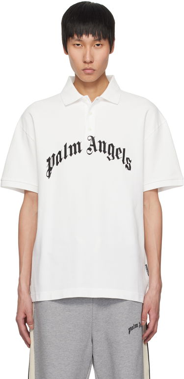 Polo skjorte Palm Angels Palm Angels Curved Logo Polo Hvid | PMGB012S25FAB0030310, 0
