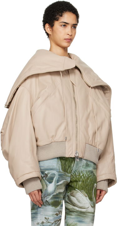 Bomberjakke The Attico The Attico Padded Leather Bomber Jacket Beige | 250WCB00062 LBT128AA, 1