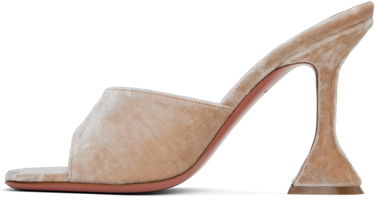 Sneakers og sko Amina Muaddi Lupita Slipper Heeled Sandals Beige | LUPITA SLIPPER VELVET, 2