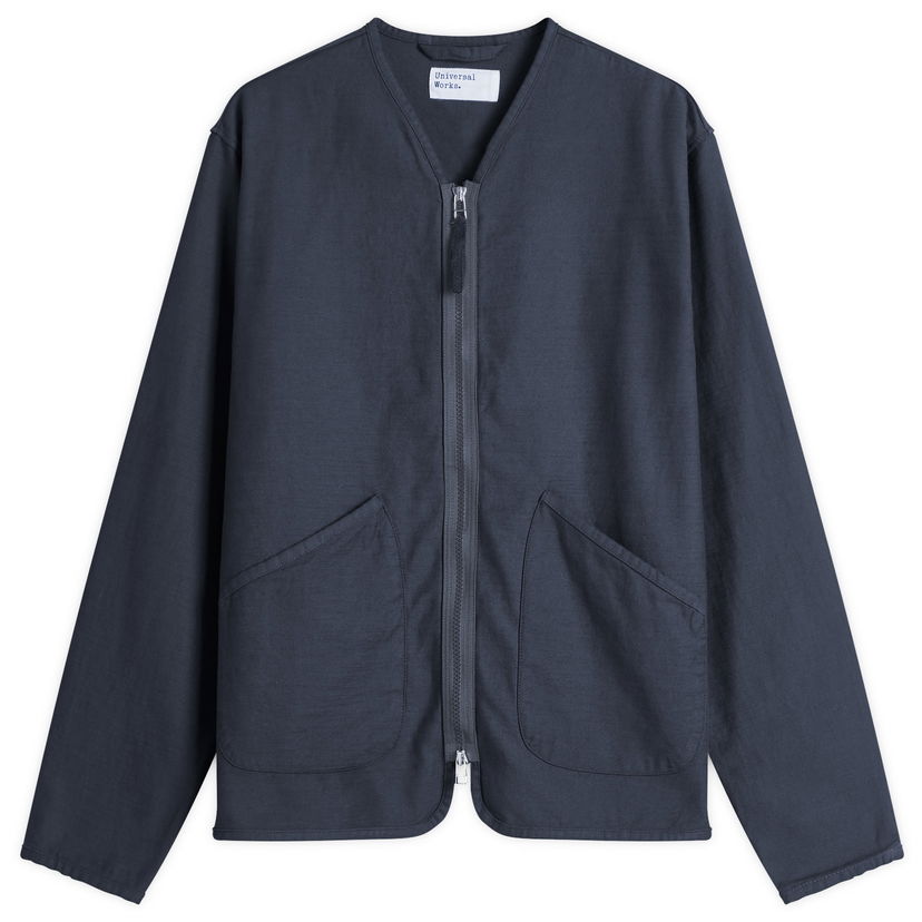 Jakke Universal Works Slub Sateen Zip Liner Jacket, Size Large Mørkeblå | 32710-NVY