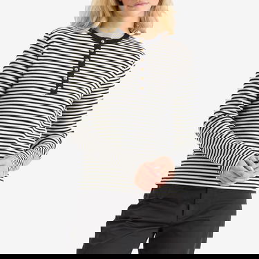 T-shirt Anine Bing Anine Bing Alessia Striped Henley Long Sleeve T-Shirt Flerfarvet | A-08-10314-MTL2, 2
