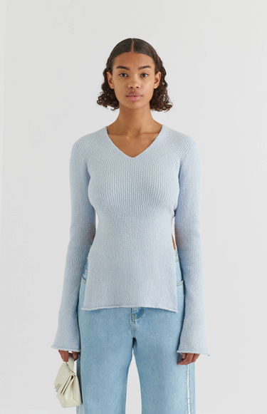 T-shirt AXEL ARIGATO Tube Rib-Knit Wrap Top Blå | A0948004, 2