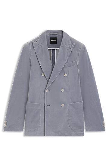 Jakke BOSS Slim-fit Stretch-Cotton Corduroy Blazer Grå | 50551597, 0