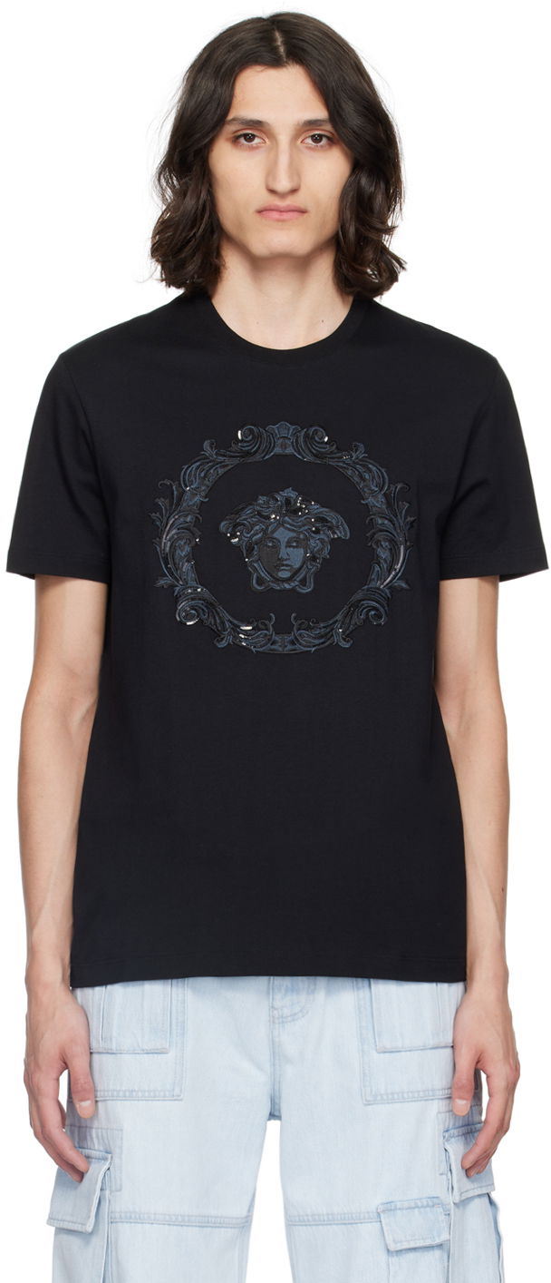 T-shirt Versace Black Medusa Cartouche T-Shirt Sort | 1013944_1A10645