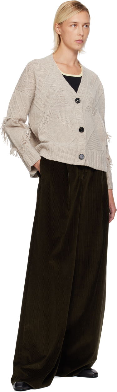 Sweater Max Mara Weekend Max Mara Stallo V-Neck Fringe Knit Cardigan Beige | 2525346052600, 3