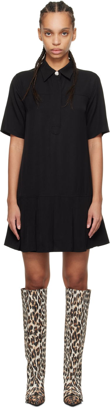 Kjole GANNI GANNI Viscose Twill Mini Dress Sort | W0083, 0