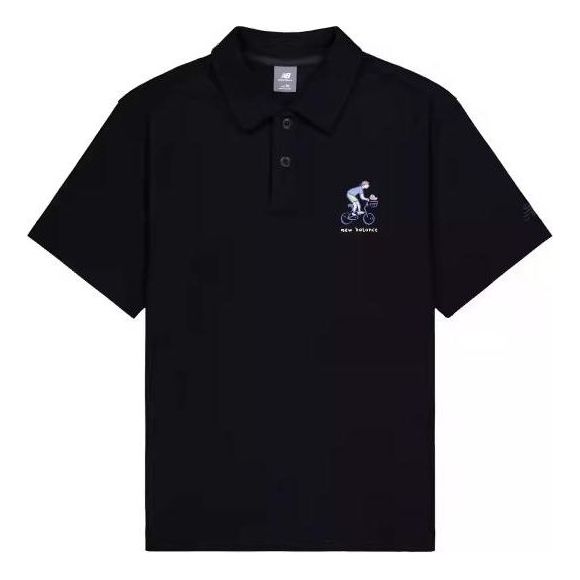 Polo skjorte New Balance Graphic Print Polo Shirt Sort | NFE26061-BK